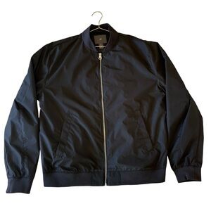 H&M Black Bomber Jacket - Size Large, Lightweight, Zip Front